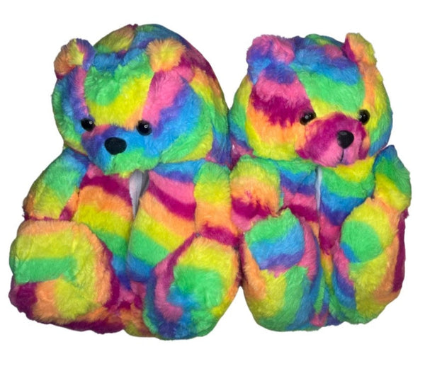 Rainbow Teddy Slippers - CaribeHeart Teddy